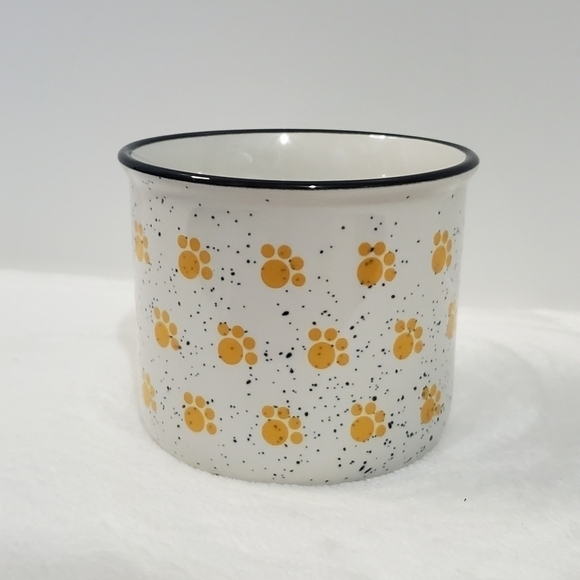 𝅺SPECKLED Animal Paw Prints White Navy Blue Yellow Coffee Cup Mug 12 Oz - Picture 5 of 10